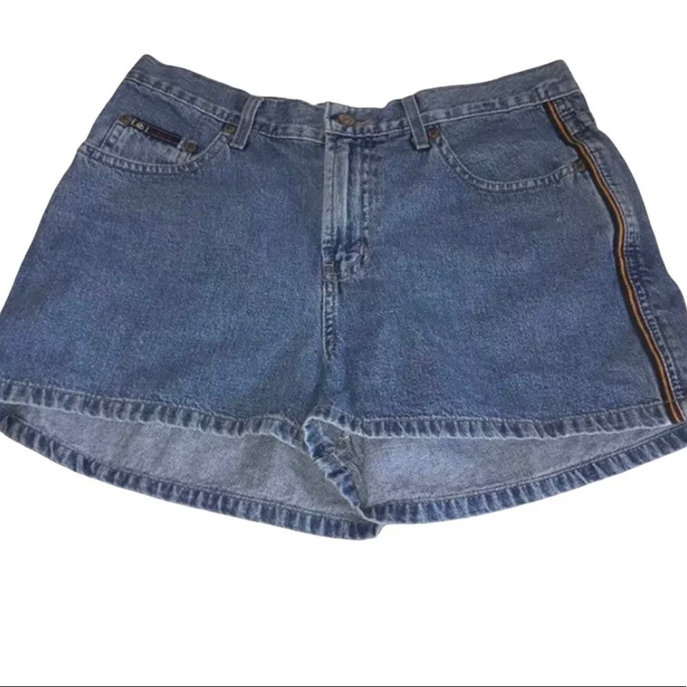 L.E.I. 90s Y2K Vtg Denim Jean Shorts Multicolor Side Stripe
Size 11 Junior EUC